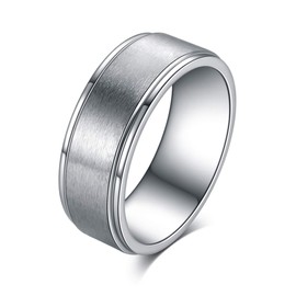 Ofeiyaa Titanium Steel Rings for Men Women Engagement Wedding Band Matte Brushed 8mm Comfort Fit Size 12.5