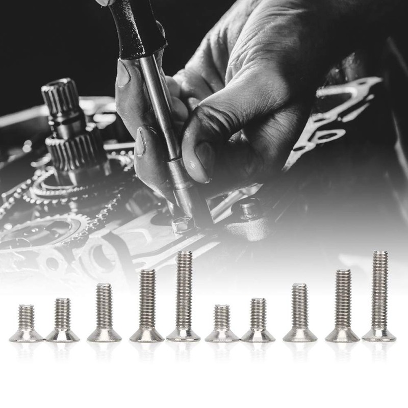 260 Pieces Flat Screw Set M4/M5/M6 Hex Socket Screw, 304