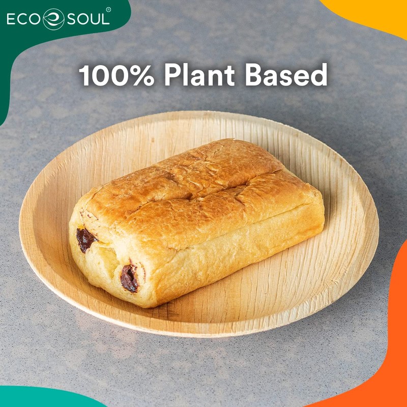 ECO SOUL 100% Compostable 15cm(6") Round Palm Leaf Plates (Pack