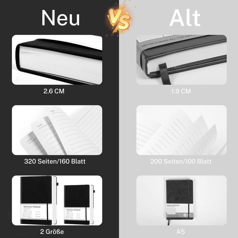 CAGIE B5 Lined Notebook - Black