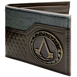 Lineage Assassin's Creed Syndicate Revolution Cog Emblem Wallet Bi-Fold ID & Card Holder, Brown