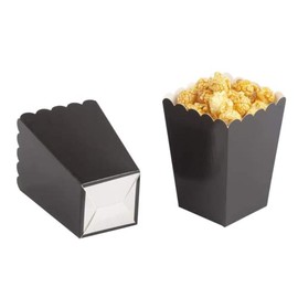 Teogneot Popcorn Boxes Popcorn Bag Cardboard Candy Container for Birthdays, Film Night, Carnival, Cinema, Party, Black