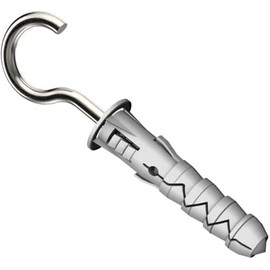 M10 x 50mm C Shaped Hook Expansion Wall Plug with Screw Wall Hanger (Pack of 6)