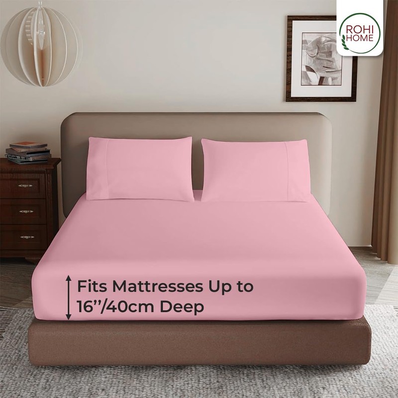 Rohi Double Fitted Sheet 100% Microfibre – 16'' (40cm) Extra