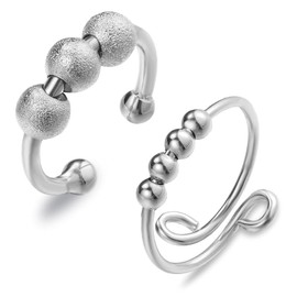 2/3pcs Evil Eye Rings for Women Men Fidget Ring Anxiety Rings For Girls Adjustable Stackable Spinner Rings for Teens