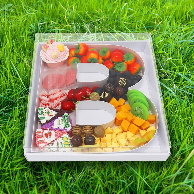 WENPACK 12" Fillable Cardboard Letter Box Clear Lid Candy Charcuterie