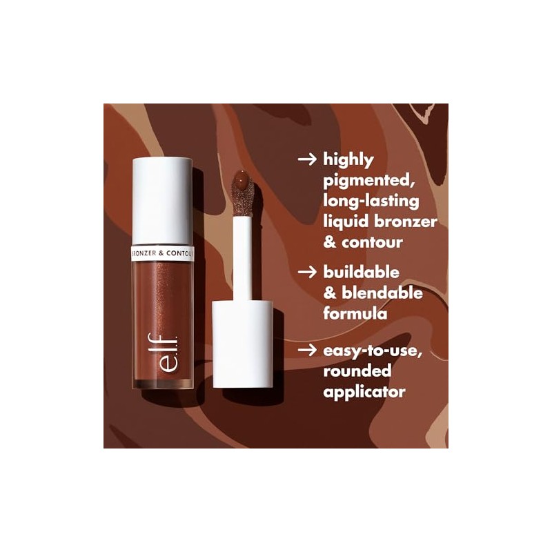 e.l.f. Camo Liquid Bronzer & Contour, Silky Pigmented Formula, Long-Lasting