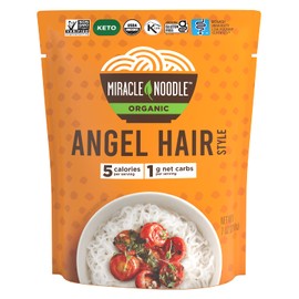 Miracle Noodle Organic Ready To Eat Angel Hair Style Noodle, Plant Based, Gluten Free, Shirataki Rice, Keto and Paleo Friendly, 7 Ounce (Pack of 6)