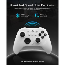 GuliKit ES PRO Wireless Controller für PC, Android, iOS, Switch & Switch 2 mit TMR Joysticks, Tactile Switch D-pad, Asymmetric Rotory Vibration Motors, Integriertes 6-Achsen-Gyroskop - Weiß
