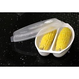 Dependable Industries Microwave Corn Steamer Vented Lid BPA Free Dishwasher Safe Corn on the Cob Maker