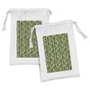 Lunarable Green Fabric Pouch Set of 2, Nature Themed Tree