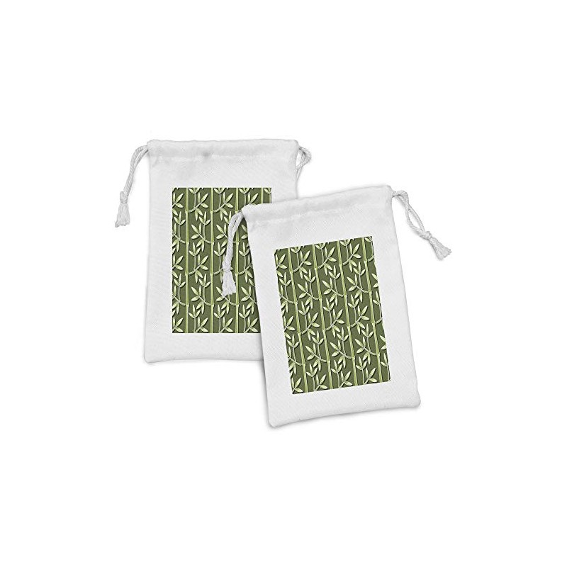 Lunarable Green Fabric Pouch Set of 2, Nature Themed Tree