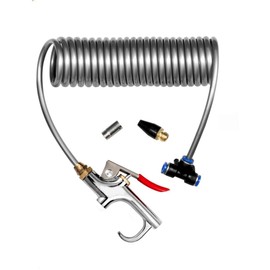 Uvbws Heavy Duty Truck Air Seat Blow Gun Kit，1/4 Inch NPT X 11.5 Feet Nylon Coil Air Hose，Lever Air Blow Gun with 2 Nozzle