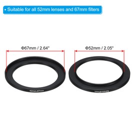 PATIKIL 52mm-67mm Metal Step Up Ring with Cleaning Cloth, 2 Pack Camera Lens Filter Adapter Ring Aluminum Filter Adapter Ring for Camera Lenses Hood, Black