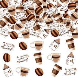 kreat4joy Coffee Baby Shower Decorations Confetti, 200pcs Coffee A Sweet Baby is Brewing Confetti, Coffee Cup and Bean Confetti Double Sided Printing for Coffee Gender Reveal Celebration Decoration