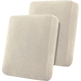 Flamingo P High Stretch Individual Seat Cushion Cover Furniture Protector for Sofa Seat Sofa Slipcover Sofa Cover Soft Flexibility with Elastic Bottom (2 Seat Cushion Cover, Biscotti Beige)