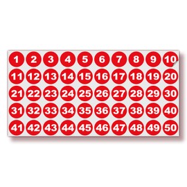 iSYFIX Red Consecutive Number Stickers – 1 to 50, 1-inch, 1 Set – Vinyl Self Adhesive Premium Decal, Ideal for Inventory, Storage, Organizing, Boxes, Bins, Toolbox, Lockers & More, Indoor/Outdoor