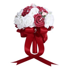 Artificial Wedding Bouquet Simulation Bridal Holding Flower Decoration Wedding SuppliesWine Red