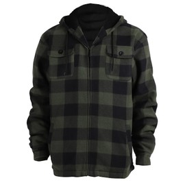 Yasumond Mens Warm Fleece Jackets Zip Up Plaid Flannel Sweatshirt Heavy Sherpa Lined Winter Coats Big Tall L