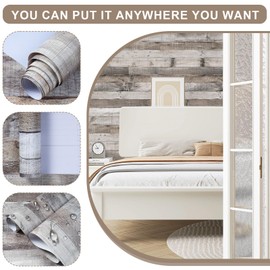 Qianglive Vintage Wood Peel and Stick Wallpaper 17.3"×80" Rustic Wood Contact Paper Removable Shiplap Wallpaper Self Adhesive Barnwood Waterproof Vinyl Wall Paper Covering Film