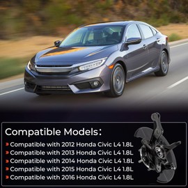 LK098 Front Steering Knuckle Wheel Bearing Hub Assembly Compatible with 2012 2013 2014 2015 2016 Honda Civic 1.8L Replace for 51211-TR3-Y00 51211-TR0-A00, Right Passenger Side