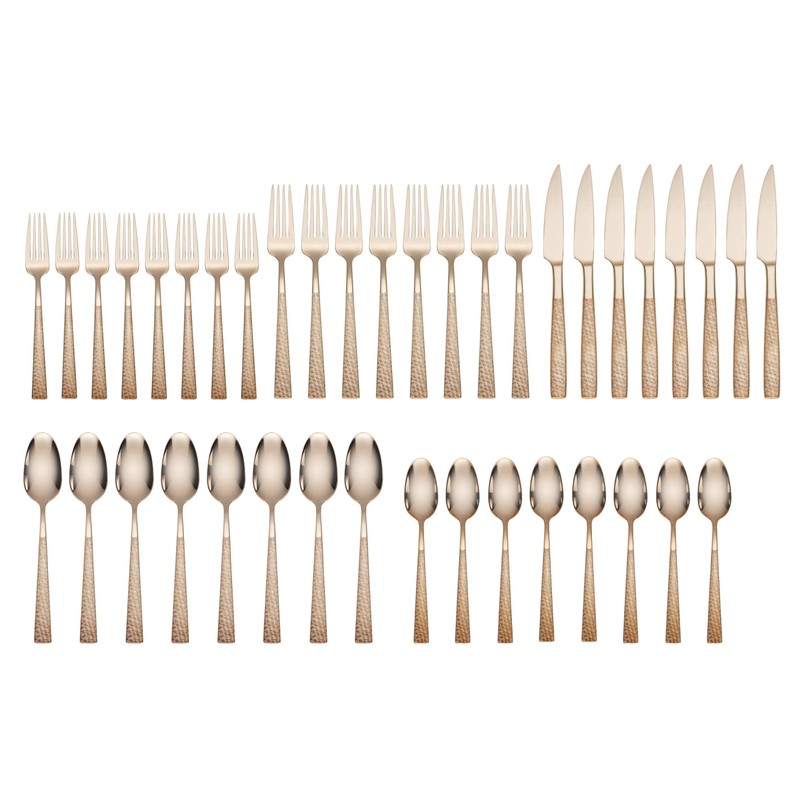 Oneida Full Rose Gold Piece Flatware Set, 40 Count, Metallic