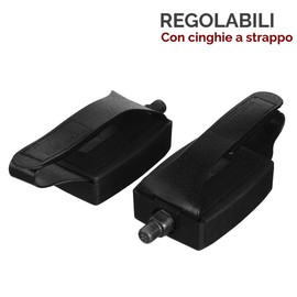 Pair of 1/2 Pedals for Exercise Bike, Adjustable Replacement Pedals with Velcro Fastening, Non-Slip, for Bike, Fitness, Indoor Bike