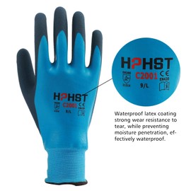HPHST Work Gloves Men and Women C2001 Waterproof Gardening Gloves with Foam Latex and Rubber Coating Gloves (3 Pairs) (Medium)