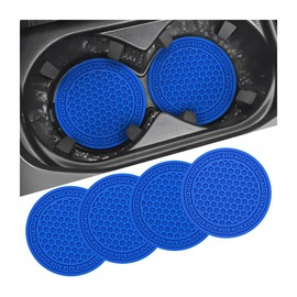 Bittwee 4PCS Car Cup Coaster, PVC Non-Slip Cup Holders Insert Coaster, 2.75 Inch Waterproof Drink Mat for Women and Men, Car Accessories Tabletop Protection and Decor for Most Car (Blue)