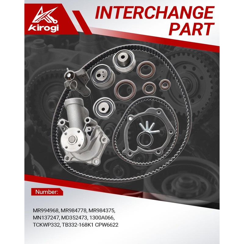 Kirogi 4G69 Timing Belt Kit with Water Pump (13pcs) Replace