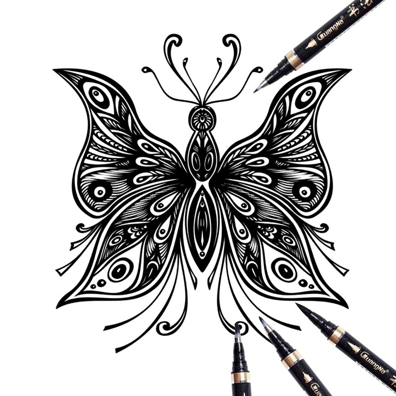 Calligraphy Pens - 6pcs Calligraphy Set for Beginners Refillable Black