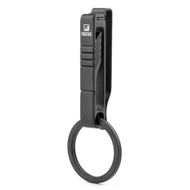 TISUR Belt Keychain Titanium Belt Loop Key Holder, Stainless Steel Back Clip, with Detachable Keyring for Men and Women