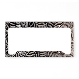 CafePress Modern Pattern Western Carved Leather Texture Lice Aluminum License Plate Frame, License Tag Holder