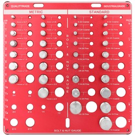 42 Thread Checker, Bolt Size and Thread Gauge, Bolt Thread Identifier with 19 Standard & 15 Metric, Bolt Identifier Board, Wall-Mountable Nut and Bolt Thread Checker Gauge with Inch & CM Ruler