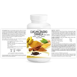 CURCUMA ZENZERO CANNELLA e pepe nero Line@ | Aiuta a mantenere una normale digestione, antiossidante, mantiene una normale funzione articolare ed elimina il gonfiore (120)