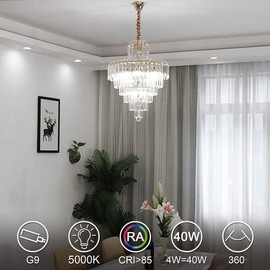 Sailstar G9 LED Bulb, Height 1.77" Short G9 Bulb, 5000K Daylight, 4W Replaced 40W Halogen Light Bulbs, 400LM, 120V, Ceramic Bi-pin Base, T4 G9 LED for Crystal Chandelier, Non-dimmable, Pack of 12