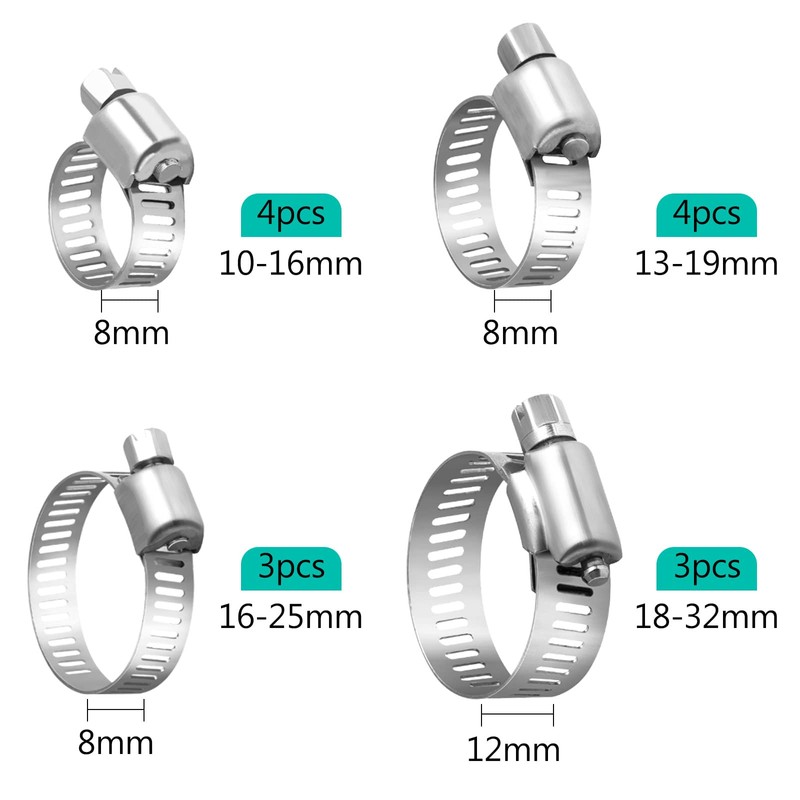 MIAHART Small Hose Clamps Assorted Pack of 14 Adjustable Hose
