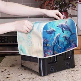 ZFRXIGN Dolphin Toaster Dust Cover - Blue Ocean Theme Decorative Protector for Women Gifts