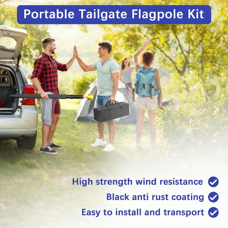 IOEN 20FT Telescoping Flag Pole Kit with Tire Mount &