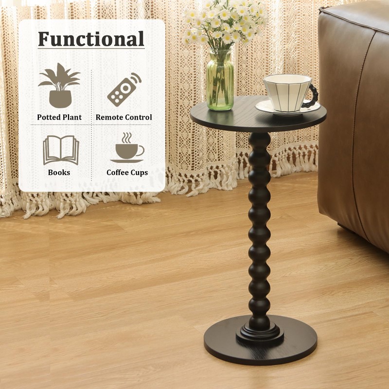 Fultyle Round Side Table, Small Drink Table for Small Spaces,