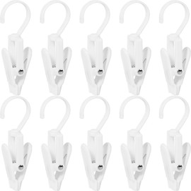 harukita Clothespins Clothespins Clothespins Clips with Hooks Curtain Clips Shower Curtain Hangers Multi-Purpose Hooks Swivel Hooks 10 Pcs (White)