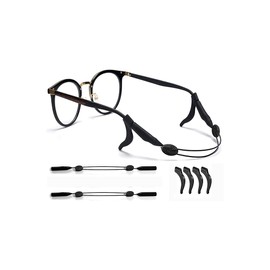 Tiardey 2 Pack Sunglass Holder Strap, Sports Glasses Strap with 4 Pcs Ear Hooks Anti Slip Sports Eyewear Retainer, Adjustable Universal Eyeglass Cord for Women Men