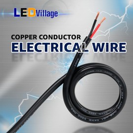 16 Gauge Ledvillage 2 Conductor Electrical Wire 50FT/15M - 16AWG Electrical Wire Stranded PVC Cord Oxygen-Free Copper Cable Low Voltage for LED Strips Lamps Lighting Automotive