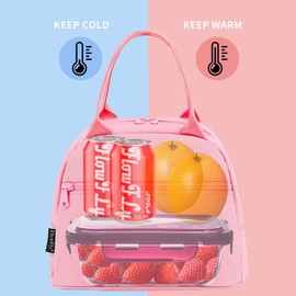 FlowFly - Bolsa de almuerzo, organizador de almuerzo, con aislamiento, para mujeres/hombres, color rosa