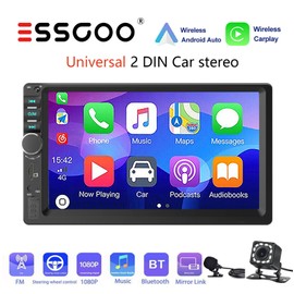 ESSGOO Double Din 7" Car Stereo W/ Backup Cam Android/Apple Carplay Radio Touch Screen