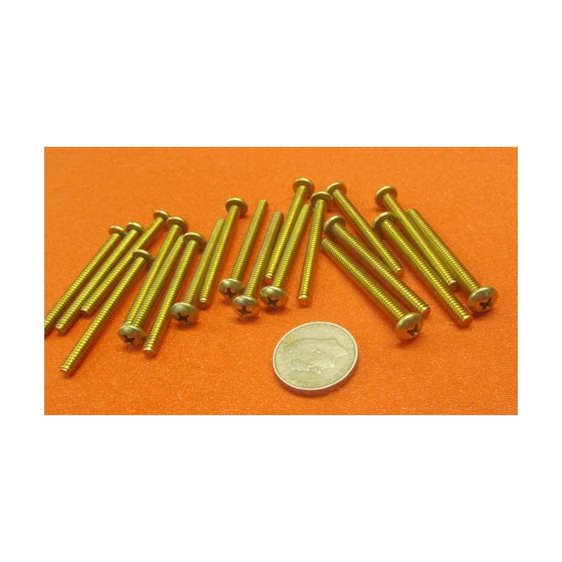 Brass Pan Head Phillips Machine Screws, FT, 10-24 Thread Size