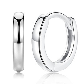 Silver Hoop Earings for Womens - Small 10mm Hoop Earrings Sterling Silver Cartilage Sleeper Hoops, Girls Silver Earrings Set | Hypoallergenic Helix Tragus Jewellery Endless Huggie Hoops for Men