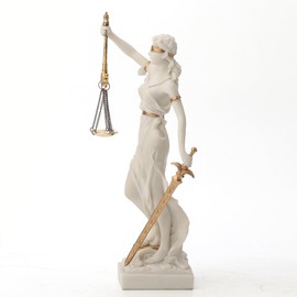 Veronese Design 12 Inch Blind Lady Justice Themis Resin Statue White Gold Finish