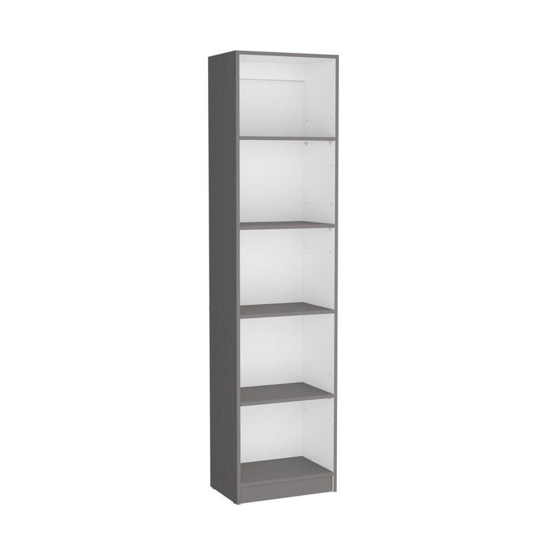 FocusOnHome Bookcase Compact Bookshelf with Multiple Shelves, Matt Gray/White