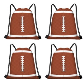 16 Pack Superbowl Party Decorations Football Drawstring Gift Bags Football Party Decorations for Kids Football Snack Goodie Treat Bag for Football Themed Birthday Sports Party Gift,9.8 x 11.8 Inches